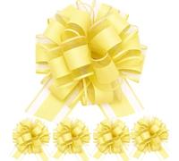 We Moment Zone 5 PCS 7 in(17.78cm) Large Pull Bows Wrapping Pull Bow Ribbon，Yellow Gift Wrap Bows for Gift Wrapping Baskets Wedding or Flower Birthday Car Gift Decorations，Yellow