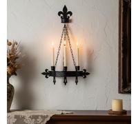 We Moment Zone Black Candle Sconces, 3-Candle Wall Sconces for Taper Candle, Gothic Victorian Candelabra Wall Decor, Rustic Holder for Bathroom, Staircase, Living Room, Dining Room，Set of 1