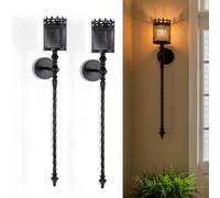 We Moment Zone Candle Sconces Set of 2 Long Wall Candle Holder Black Gothic Vintage Wall Sconce Decoration for Dining Room, Living Room, Office, Bathroom