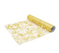 We Moment Zone Gold Table Runner, Sparkling Polyester Tulle Ribbon Roll with Gold Foil,Shiny Netting Table Ribbon Decoration For Birthday Party Wedding Decor 43 cm×10M