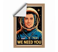 We Need You Astronaut Retro Unframed Wall Art Print A1 (84.1×59.4cm), Wall Decor for Living Room, Bedroom, Office & Home, Art Gift