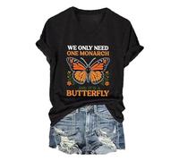 We Only Need Monarch V Neck T-Shirt Casual Shirt Trendy Shirt (Black XXXL)