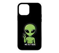 We Out Here Cute Alien Peace UFO Extraterrestrial Case for iPhone 12 mini