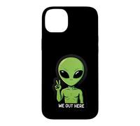 We Out Here Cute Alien Peace UFO Extraterrestrial Case for iPhone 14 Plus