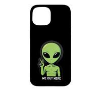 We Out Here Cute Alien Peace UFO Extraterrestrial Case for iPhone 15