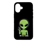 We Out Here Cute Alien Peace UFO Extraterrestrial Case for iPhone 16