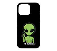 We Out Here Cute Alien Peace UFO Extraterrestrial Case for iPhone 16 Pro