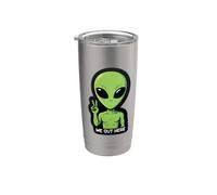 We Out Here Cute Alien Peace UFO Extraterrestrial Stainless Steel Insulated Tumbler