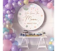 We Over The Moon About You Wall Decal - Space Themed Party Decoration - Moon Baby Shower Decoration Brown
