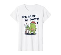 We Paint At Dawn Frog Artist Painter Value Graphic T-Shirt, Women, White, S