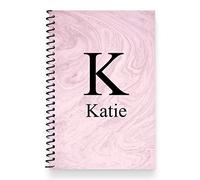 We Personalize A5 Pink Marble notebook- Personalised with your own Name and Initial