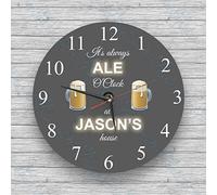 We Personalize Ale Clock perfect novelty gift for an ale drinker- It's always Ale o'clock at House- Personalised Clock - Gift for Father's Day, Birthday present for him