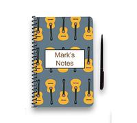We Personalize Personalised Notebook A5 Guitar Patterned Notebook Add a name, Gift for Music lover