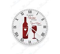 We Personalize Personalised Wall Clock Glass Clock- Wine O'Clock with Roman numbers