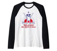We Praise The Lord At Dawn Frog Christian Raglan Baseball Tee