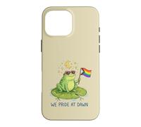 We Pride At Dawn LGBTQ Frog Moon Stars Cute Rainbow Case for iPhone 16 Pro Max