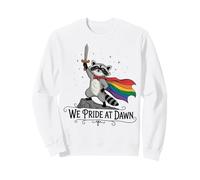 We Pride At Dawn Raccoon Feral Gay Pride Rainbow Flag Cape Sweatshirt