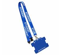 We Print Lanyards 10 Blue Student ID Lanyards with Open Faced Card Holder, Safety Breakaway, Printed Student School Name Badge Lanyards for Schools, Colleges & Education Settings