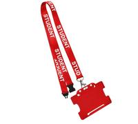 We Print Lanyards 10 Red Student ID Lanyards with Open Faced Card Holder, Safety Breakaway, Printed Student School Name Badge Lanyards for Schools, Colleges & Education Settings