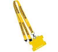 We Print Lanyards 10 Yellow Governor ID Lanyards with Open Faced Card Holder, Safety Breakaway, Printed Governor School Name Badge Lanyards for Schools, Academies & Education Settings