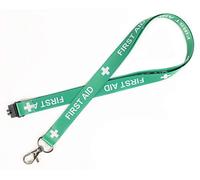 We Print Lanyards 15mm Green First Aid Lanyard with Safety Breakaway & Trigger Clip, Perfect for Events, Businesses, and More! (Single)