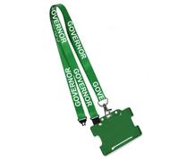 We Print Lanyards 25 Green Governor ID Lanyards with Open Faced Card Holder, Safety Breakaway, Printed Governor School Name Badge Lanyards for Schools, Academies & Education Settings