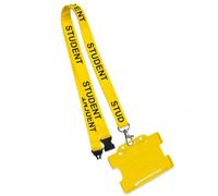 We Print Lanyards 25 Yellow Student ID Lanyards with Open Faced Card Holder, Safety Breakaway, Printed Student School Name Badge Lanyards for Schools, Colleges & Education Settings