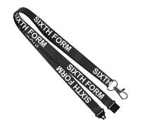 We Print Lanyards 50 Black Sixth Form ID Lanyards with Safety Breakaway, Printed SIXTH FORM School Name Badge Lanyards for Schools, Colleges & Education Settings