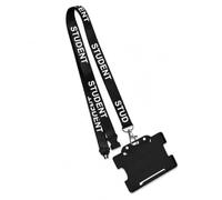 We Print Lanyards 50 Black Student ID Lanyards with Open Faced Card Holder, Safety Breakaway, Printed Student School Name Badge Lanyards for Schools, Colleges & Education Settings