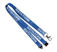 We Print Lanyards 50 Blue Sixth Form ID Lanyards with Safety Breakaway, Printed SIXTH FORM School Name Badge Lanyards for Schools, Colleges & Education Settings