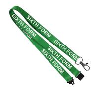 We Print Lanyards 50 Green Sixth Form ID Lanyards with Safety Breakaway, Printed SIXTH FORM School Name Badge Lanyards for Schools, Colleges & Education Settings