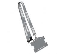 We Print Lanyards 50 Grey Student ID Lanyards with Open Faced Card Holder, Safety Breakaway, Printed Student School Name Badge Lanyards for Schools, Colleges & Education Settings