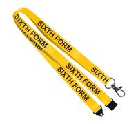 We Print Lanyards 50 Yellow Sixth Form ID Lanyards with Safety Breakaway, Printed SIXTH FORM School Name Badge Lanyards for Schools, Colleges & Education Settings