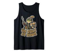 We Quilt At Dawn Frog Knight Sewing Shield Graphic Tank Top