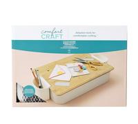 We R Makers Comfort Craft Storage Lap Desk Kit - Portable Desk with Storage Compartment - with Cutting Mat, Scissors, Magnifying Glass, Ruler & More - Complete Set for Crafting & Scrapbooking