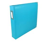 We R Makers Ring Binder 12 x 12 inches - Faux Leather Folder Aqua (Light Blue) - Includes Edge Protectors, Label & 5 Punched Pockets - Photo Album, Scrapbooking & Journaling
