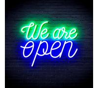We 're Open Flex Silicone LED Neon Sign - Green & Blue - st16s33-fnu0424-gb
