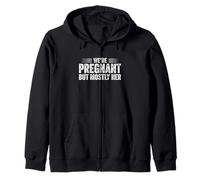We’re Pregnant But Mostly Her Retro Baby Announcement Zip Hoodie
