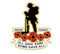 We Remember Soldiers Showing Respect and Gratitude Remembrance Sunday Lest We Forget Remembrance Day Sticker, Mug, Poppy Flower Decal, Car, Window, Fridge, Laptop Sticker White Vinyl XXL