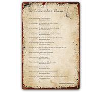We Remember Them Poem Metal Tin Sign Wall Art Memorial Day Poetry Posters for Home Wall Artwork Paintings for Bedroom Modern House Decorations Prints Photo Decor (12x8inch)