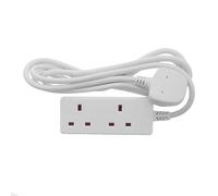 WE Retail - 2 Way 13Amp Extension Lead 2 Metres, 2 Gang, White