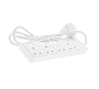 WE Retail Four Socket Extension Lead, 2 Metre Cable, 4-Way Plug Extension Cable, Power Strip, Individually switched and neoned, White, Power On Neon, 13A, 3120W, 4 socket, 2m, EL4G2MIS