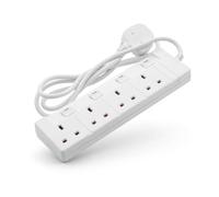 WE Retail Four Socket Extension Lead, 2 Metre Cable, 4-Way Plug Extension Cable, Power Strip, Individually switched and neoned, White, Power On Neon, 13A, 3120W, 4 socket, 2m, EL4G2MIS