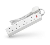 WE Connect Extension Lead EL4G2M - 4-Socket Power Strip, 2m Cable, 13A/3120W, White, Power-on Neon