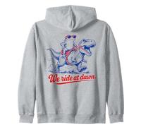 We Ride At Dawn Frog T Rex Dinosaur Funny Zip Hoodie