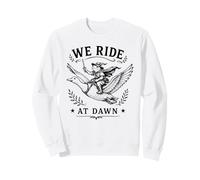 WE RIDE AT DAWN Funny Frog Flying Goose Sweatshirt
