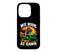We Ride At Dawn Rideable Lawn Mower Knight Dad Joke Case for iPhone 14 Pro