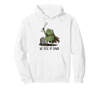 We Rise At Dawn Spooky Season Frog Meme Zombie Halloween Pullover Hoodie