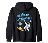 We Rise By Lifting Others Astronaut Uplifting Kindness Zip Hoodie