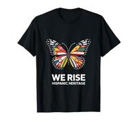 We Rise Hispanic Heritage Butterfly Latin Flags T-Shirt